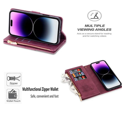 For iPhone 16 Plus Wallet Case Color Splicing Leather Phone Cover with Stand