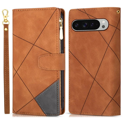 For Google Pixel 9 / 9 Pro Wallet Case Color Splicing Leather Phone Cover with Stand