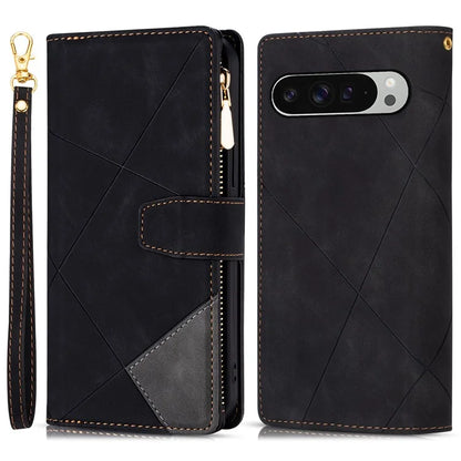 For Google Pixel 9 / 9 Pro Wallet Case Color Splicing Leather Phone Cover with Stand