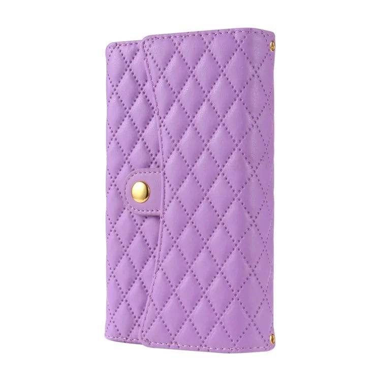 BKS-002 For iPhone 16 Wallet Case PU Leather Stand Phone Cover with Shoulder Strap