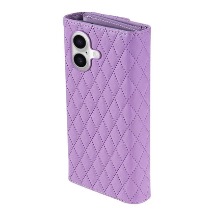 BKS-002 For iPhone 16 Wallet Case PU Leather Stand Phone Cover with Shoulder Strap