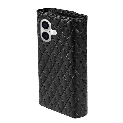 BKS-002 For iPhone 16 Wallet Case PU Leather Stand Phone Cover with Shoulder Strap