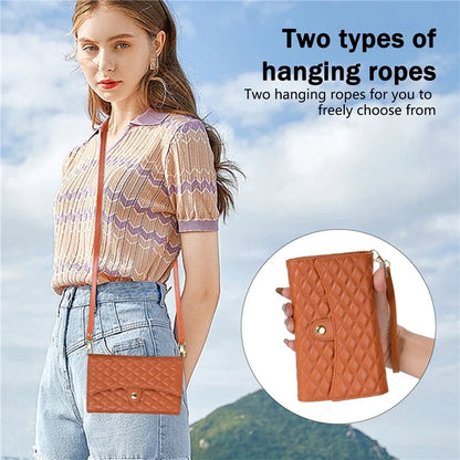 BKS-002 For iPhone 16 Wallet Case PU Leather Stand Phone Cover with Shoulder Strap