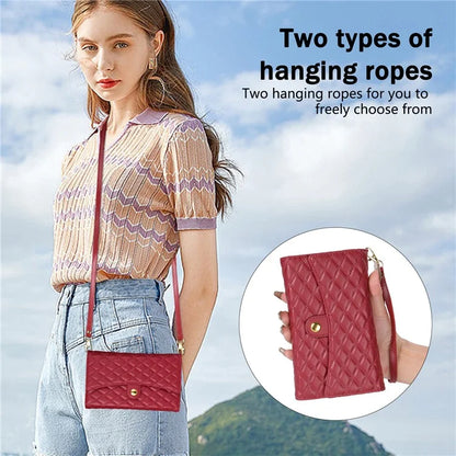 BKS-002 For iPhone 16 Wallet Case PU Leather Stand Phone Cover with Shoulder Strap