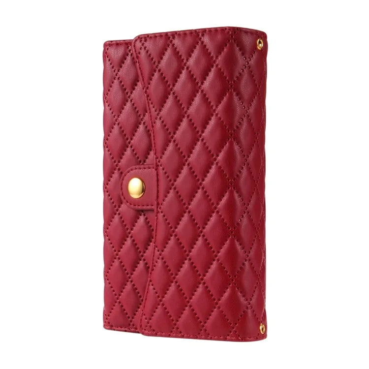 BKS-002 For iPhone 16 Wallet Case PU Leather Stand Phone Cover with Shoulder Strap