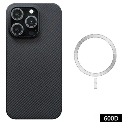 For iPhone 16 Pro Case Aramid Fiber 600D Fine Texture Magnetic Phone Cover - Black