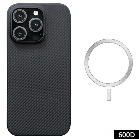For iPhone 16 Pro Case Aramid Fiber 600D Fine Texture Magnetic Phone Cover - Black