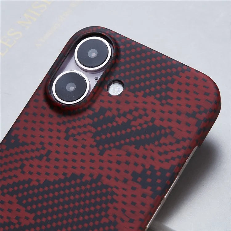 For iPhone 16 Magnetic Case Camouflage Red Aramid Fiber Phone Cover