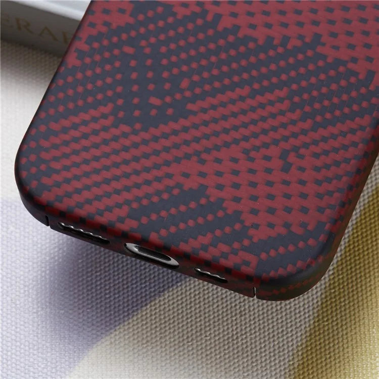 For iPhone 16 Pro Magnetic Case Camouflage Red Aramid Fiber Phone Cover