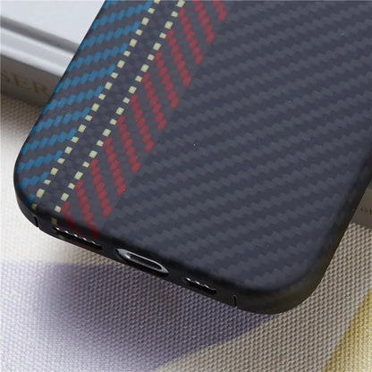 For iPhone 16 Pro Max Magnetic Case 1500D Texture Aramid Fiber Color Woven Pattern Phone Cover (Big Lens Hole)
