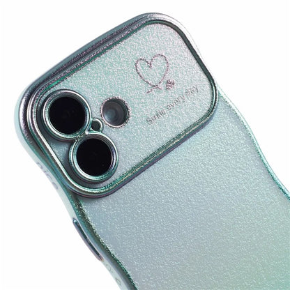 For iPhone 16 Plus Case Curly Shape Love Heart TPU Phone Cover Iridescent Gradient