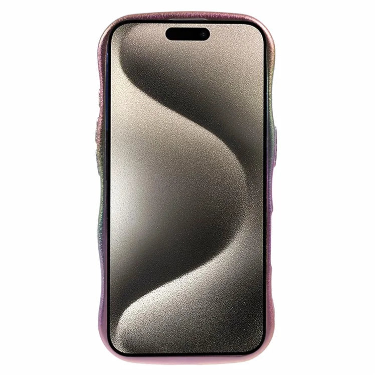 For iPhone 16 Plus Case Curly Shape Love Heart TPU Phone Cover Iridescent Gradient
