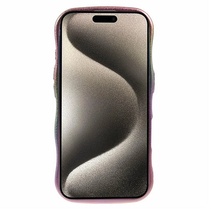 For iPhone 16 Plus Case Curly Shape Love Heart TPU Phone Cover Iridescent Gradient