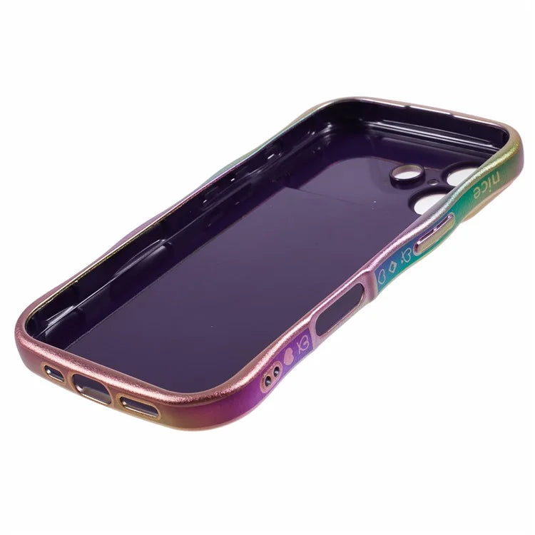 For iPhone 16 Plus Case Curly Shape Love Heart TPU Phone Cover Iridescent Gradient