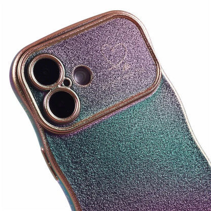 For iPhone 16 Plus Case Curly Shape Love Heart TPU Phone Cover Iridescent Gradient