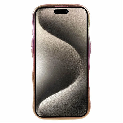 For iPhone 16 Plus Case Curly Shape Love Heart TPU Phone Cover Iridescent Gradient