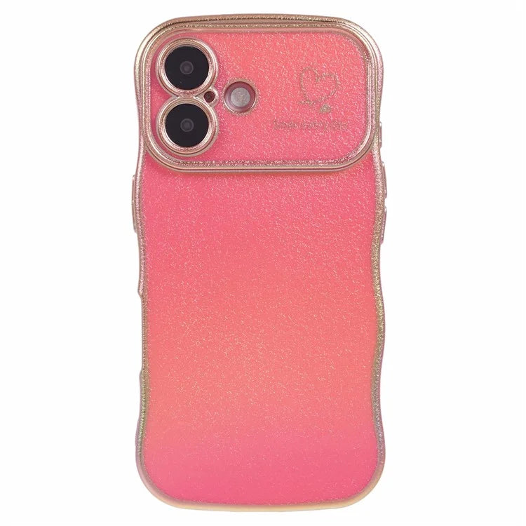 For iPhone 16 Plus Case Curly Shape Love Heart TPU Phone Cover Iridescent Gradient