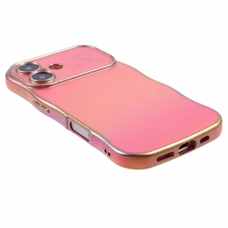 For iPhone 16 Plus Case Curly Shape Love Heart TPU Phone Cover Iridescent Gradient