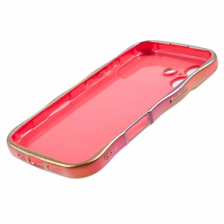 For iPhone 16 Plus Case Curly Shape Love Heart TPU Phone Cover Iridescent Gradient