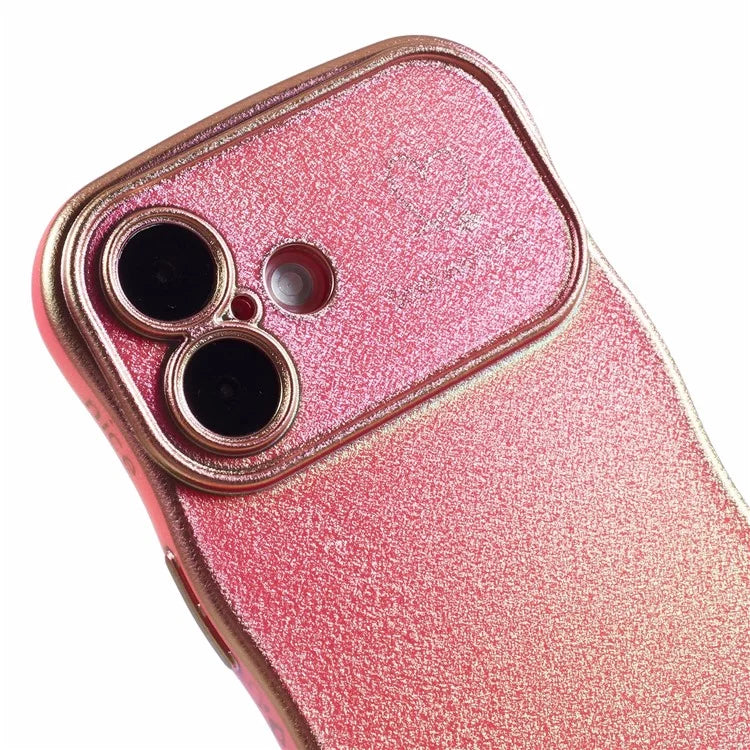 For iPhone 16 Plus Case Curly Shape Love Heart TPU Phone Cover Iridescent Gradient