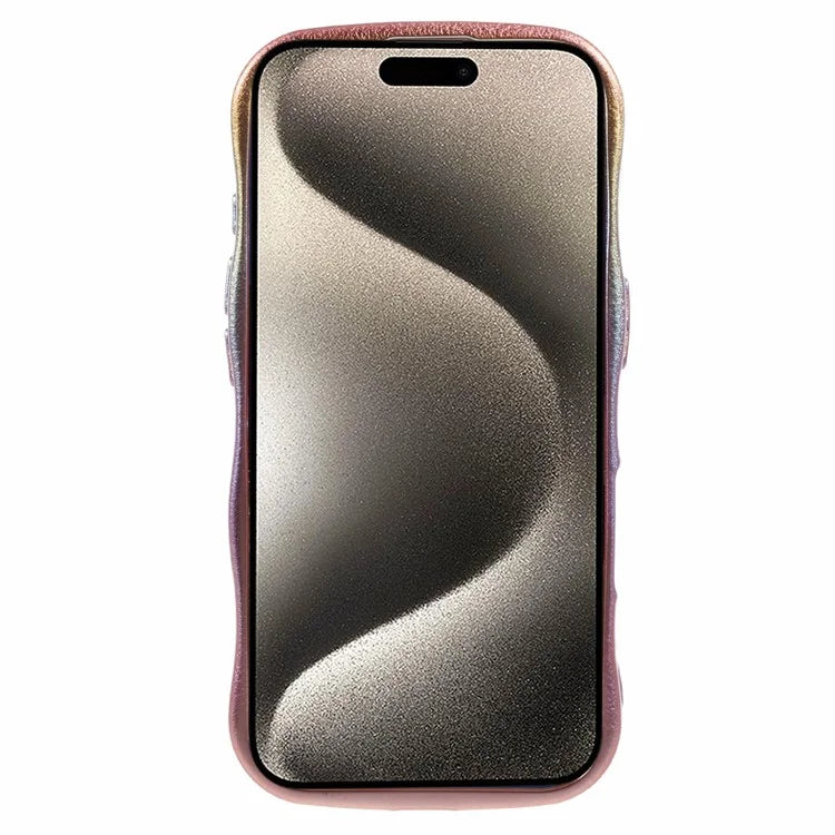 For iPhone 16 Plus Case Curly Shape Love Heart TPU Phone Cover Iridescent Gradient