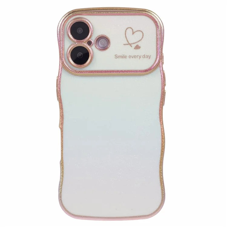 For iPhone 16 Plus Case Curly Shape Love Heart TPU Phone Cover Iridescent Gradient