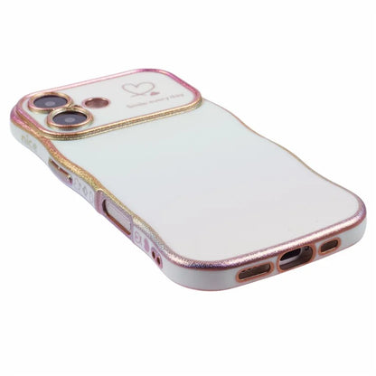 For iPhone 16 Plus Case Curly Shape Love Heart TPU Phone Cover Iridescent Gradient