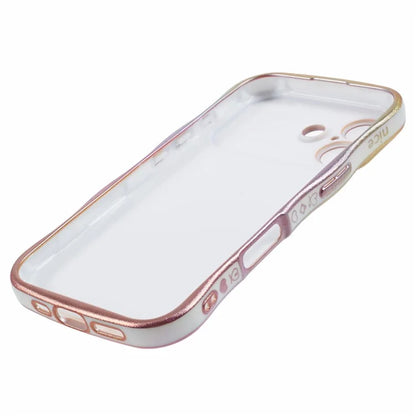 For iPhone 16 Plus Case Curly Shape Love Heart TPU Phone Cover Iridescent Gradient