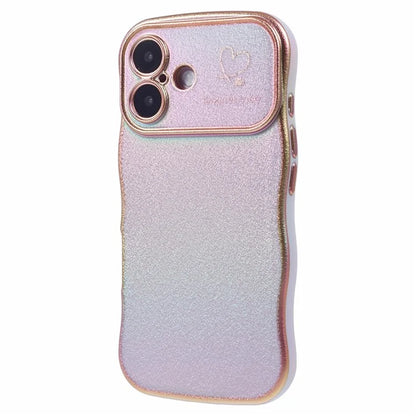 For iPhone 16 Plus Case Curly Shape Love Heart TPU Phone Cover Iridescent Gradient