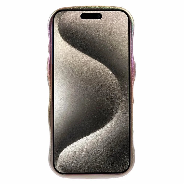 For iPhone 16 Plus Case Curly Shape Love Heart TPU Phone Cover Iridescent Gradient