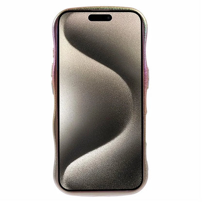 For iPhone 16 Plus Case Curly Shape Love Heart TPU Phone Cover Iridescent Gradient