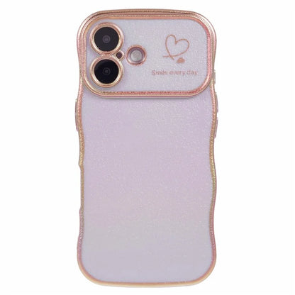 For iPhone 16 Plus Case Curly Shape Love Heart TPU Phone Cover Iridescent Gradient
