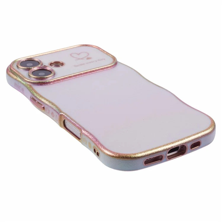 For iPhone 16 Plus Case Curly Shape Love Heart TPU Phone Cover Iridescent Gradient