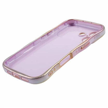 For iPhone 16 Plus Case Curly Shape Love Heart TPU Phone Cover Iridescent Gradient