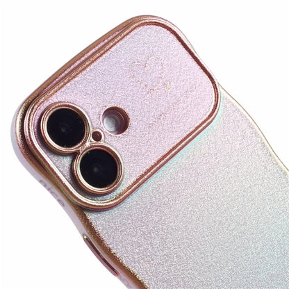 For iPhone 16 Plus Case Curly Shape Love Heart TPU Phone Cover Iridescent Gradient