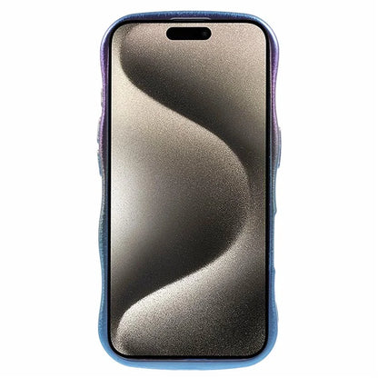 For iPhone 16 Plus Case Curly Shape Love Heart TPU Phone Cover Iridescent Gradient
