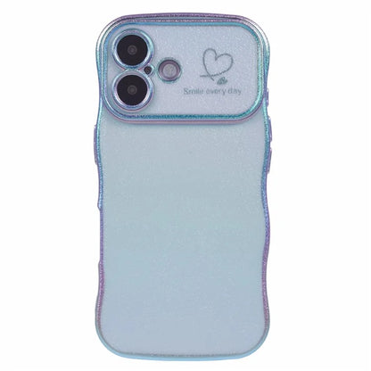 For iPhone 16 Plus Case Curly Shape Love Heart TPU Phone Cover Iridescent Gradient