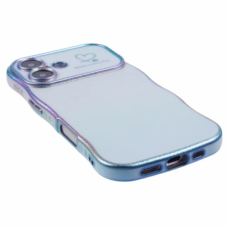 For iPhone 16 Plus Case Curly Shape Love Heart TPU Phone Cover Iridescent Gradient