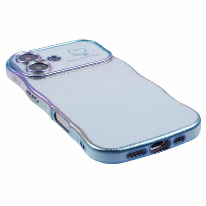 For iPhone 16 Plus Case Curly Shape Love Heart TPU Phone Cover Iridescent Gradient