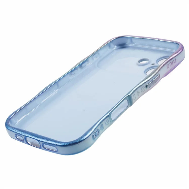 For iPhone 16 Plus Case Curly Shape Love Heart TPU Phone Cover Iridescent Gradient
