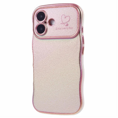 For iPhone 16 Plus Case Curly Shape Love Heart TPU Phone Cover Iridescent Gradient