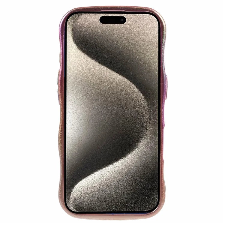 For iPhone 16 Plus Case Curly Shape Love Heart TPU Phone Cover Iridescent Gradient