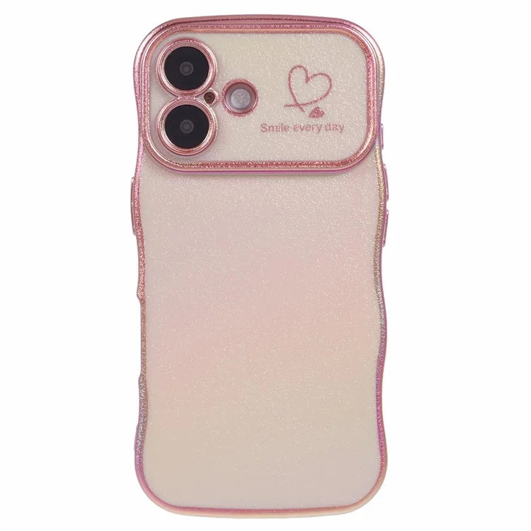 For iPhone 16 Plus Case Curly Shape Love Heart TPU Phone Cover Iridescent Gradient