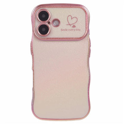 For iPhone 16 Plus Case Curly Shape Love Heart TPU Phone Cover Iridescent Gradient