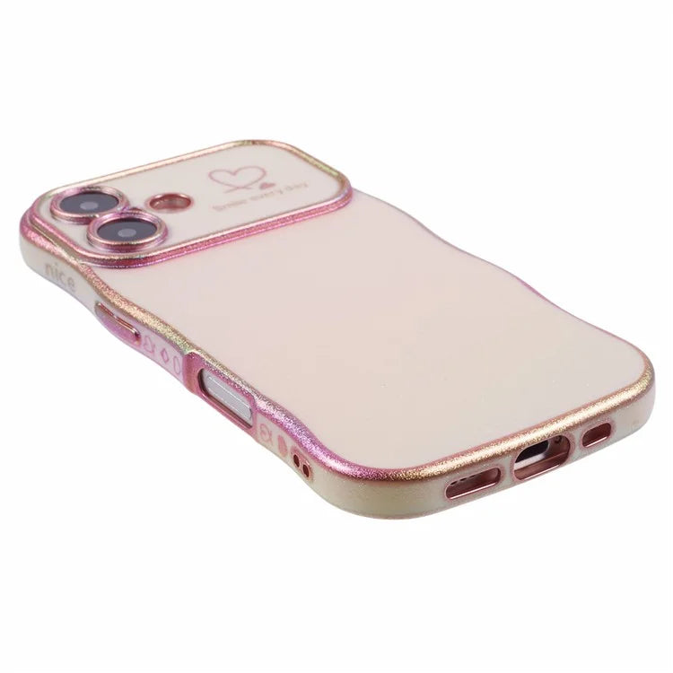 For iPhone 16 Plus Case Curly Shape Love Heart TPU Phone Cover Iridescent Gradient