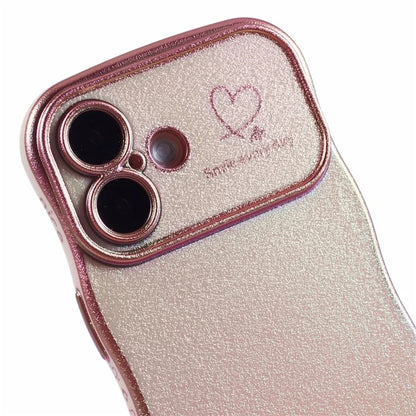 For iPhone 16 Plus Case Curly Shape Love Heart TPU Phone Cover Iridescent Gradient