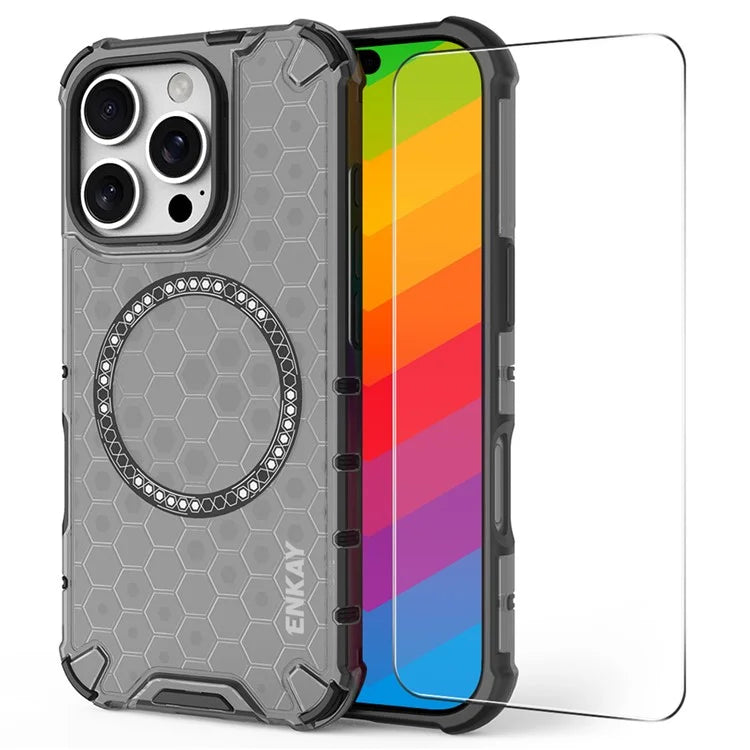 ENKAY HAT PRINCE For iPhone 16 Pro Max Case Compatible with MagSafe TPU+PC Phone Cover with Screen Film