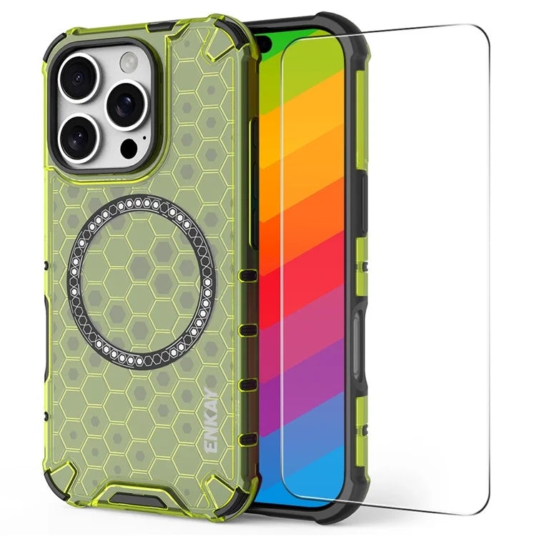 ENKAY HAT PRINCE For iPhone 16 Pro Max Case Compatible with MagSafe TPU+PC Phone Cover with Screen Film