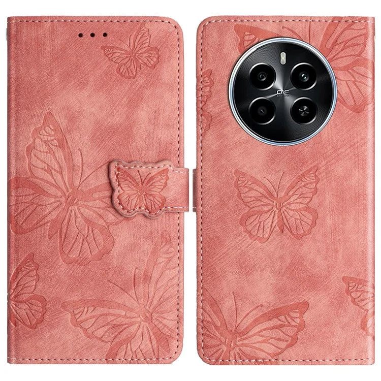 For Realme Narzo 70 5G / Narzo 70 Pro 5G / P1 5G / 12 4G / 12+ 5G Case Butterfly Design Flip Wallet Leather Phone Cover Skin-Touch