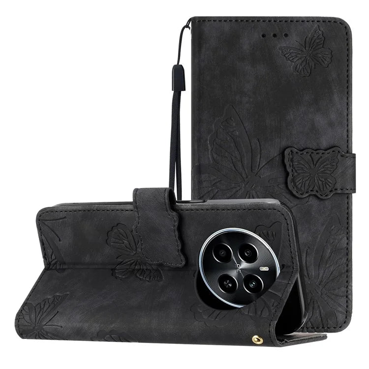 For Realme Narzo 70 5G / Narzo 70 Pro 5G / P1 5G / 12 4G / 12+ 5G Case Butterfly Design Flip Wallet Leather Phone Cover Skin-Touch